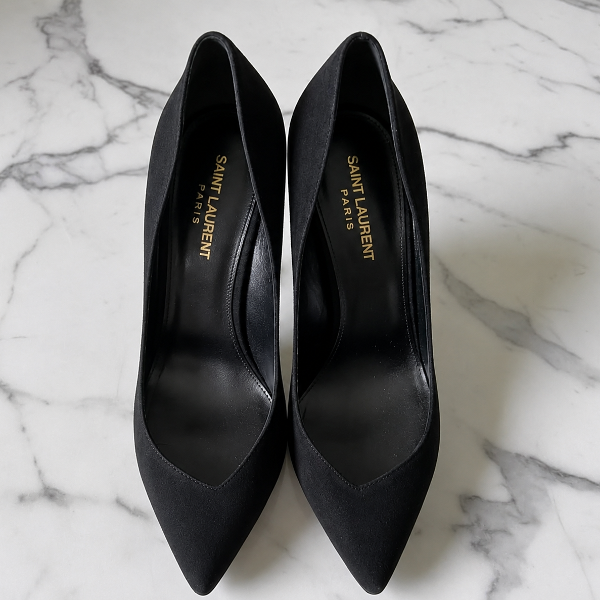 Yves Saint Laurent Black Suede Court Shoes