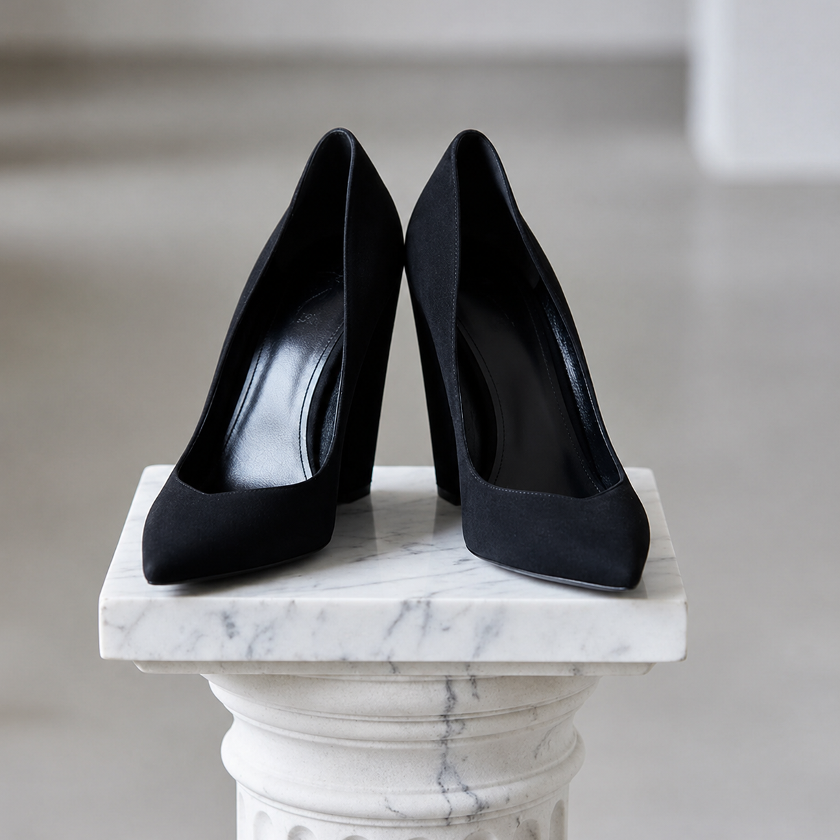 Yves Saint Laurent Black Suede Court Shoes