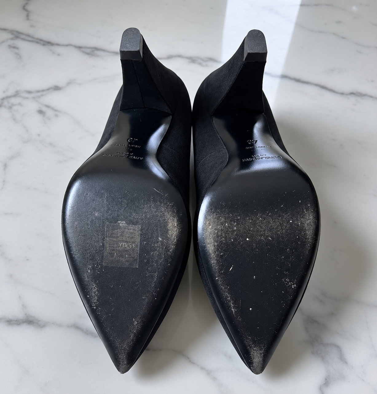 Yves Saint Laurent Black Suede Court Shoes