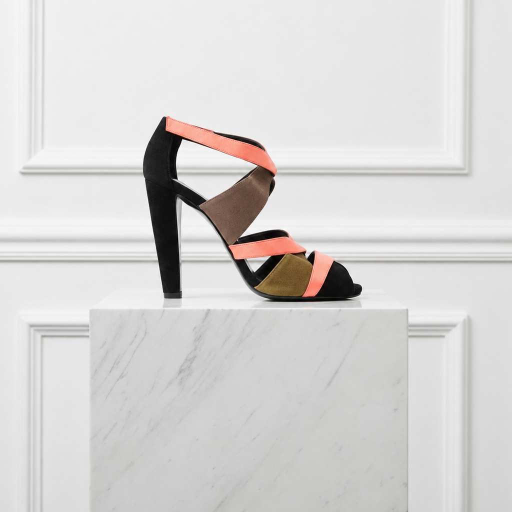 Pierre Hardy Suede & Canvas Heeled Sandals