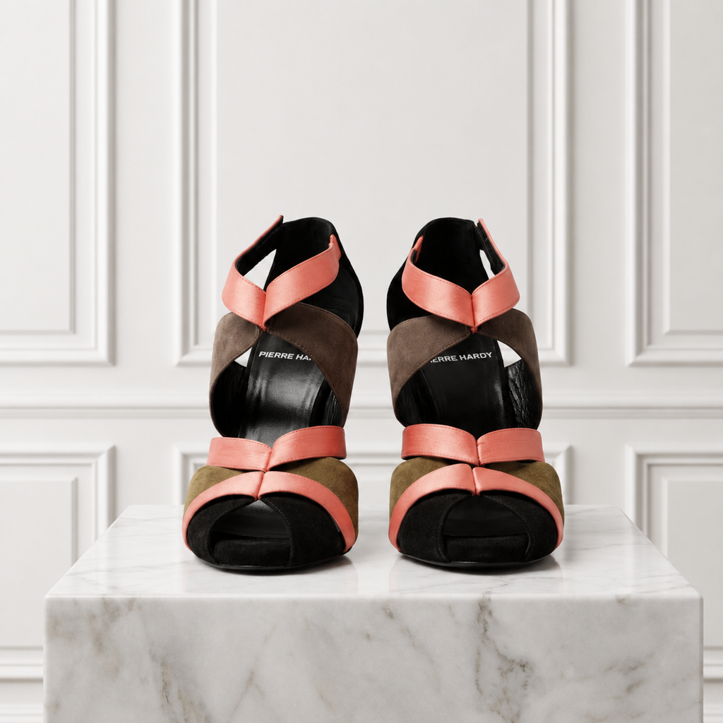 Pierre Hardy Suede & Canvas Heeled Sandals