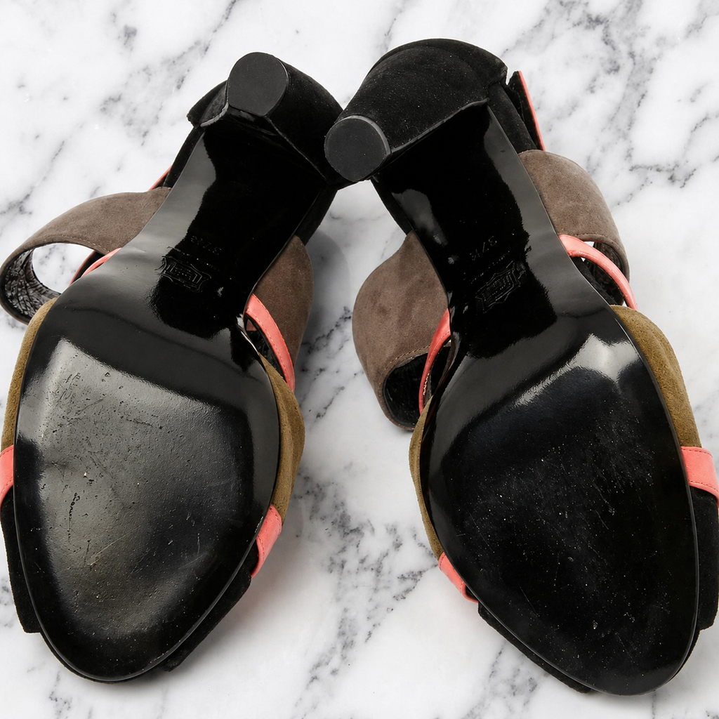 Pierre Hardy Suede & Canvas Heeled Sandals