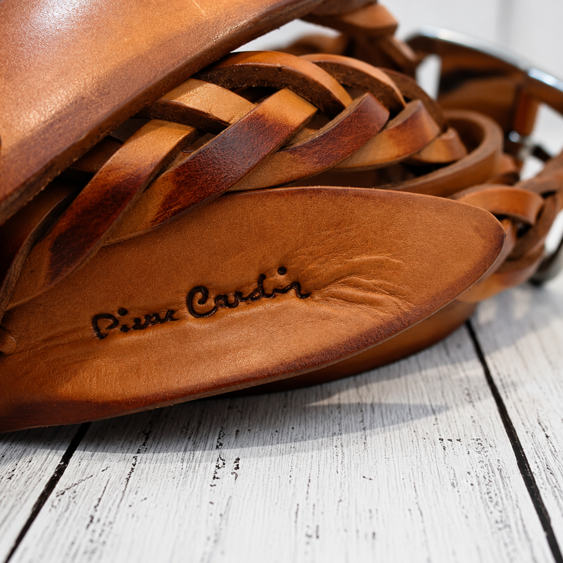 Pierre Cardin Handwoven Leather Belt