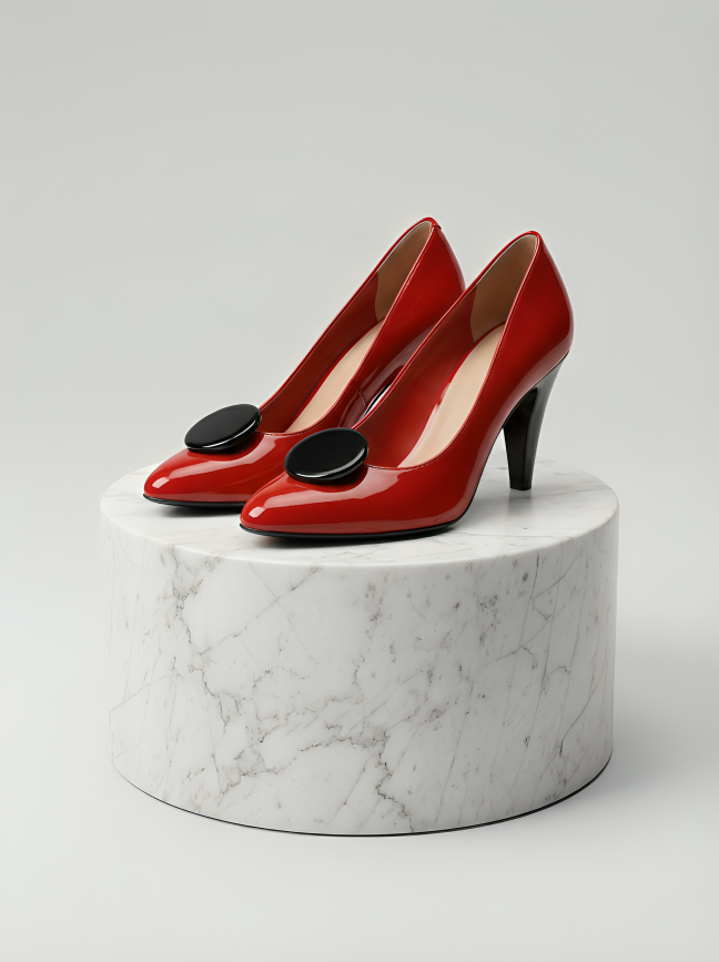 Charles Jourdan Red Patent Leather Court Heels