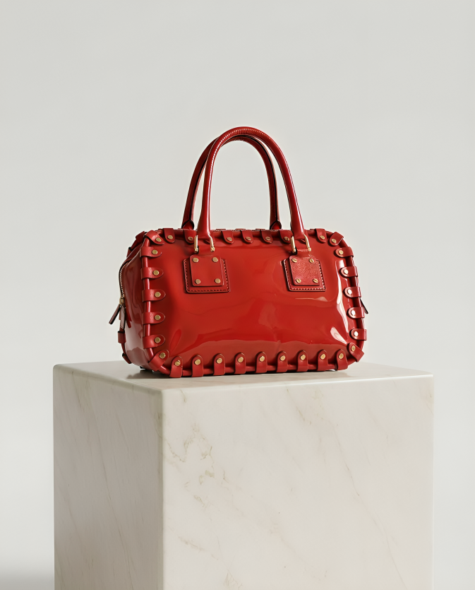 Valentino Patent Leather Bowling Bag - Red (Vintage Archive)